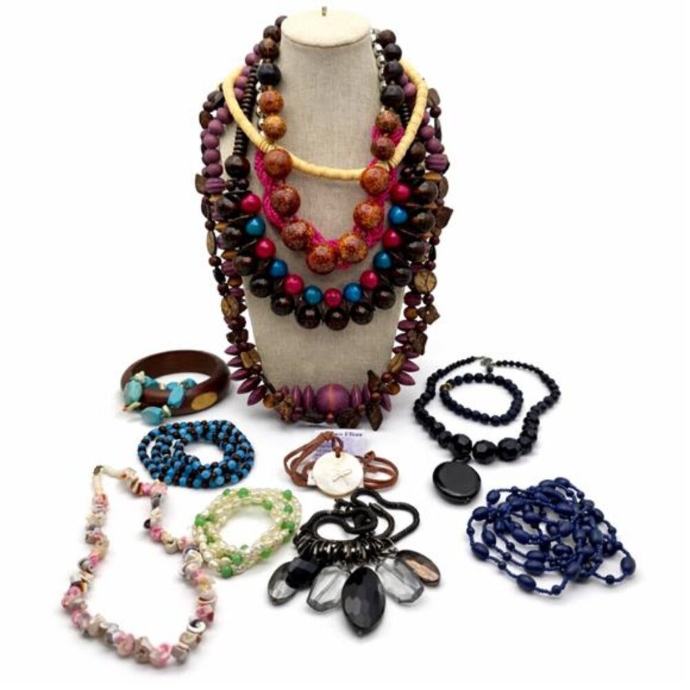 Boho Ethnic Jewelry Lot Vtg Mod Necklaces Bracelets 16 Pc